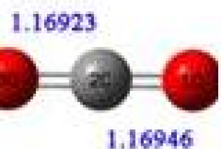 The optimized structures of free CO2 and Int6 in the gas phase. The bond lengths are in angstroms